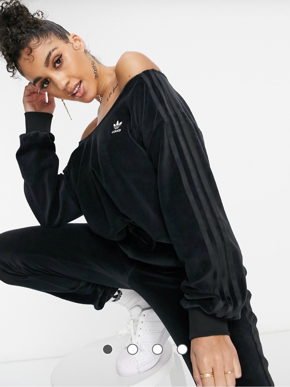 adidas 🔥 ‘Relaxed Risqué’ Off The Shoulder Sweatshirt in Black